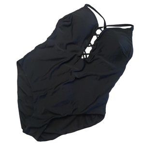 Bca by Rebecca Virtue One Piece Swim Suit Black Lace Up Cross Back